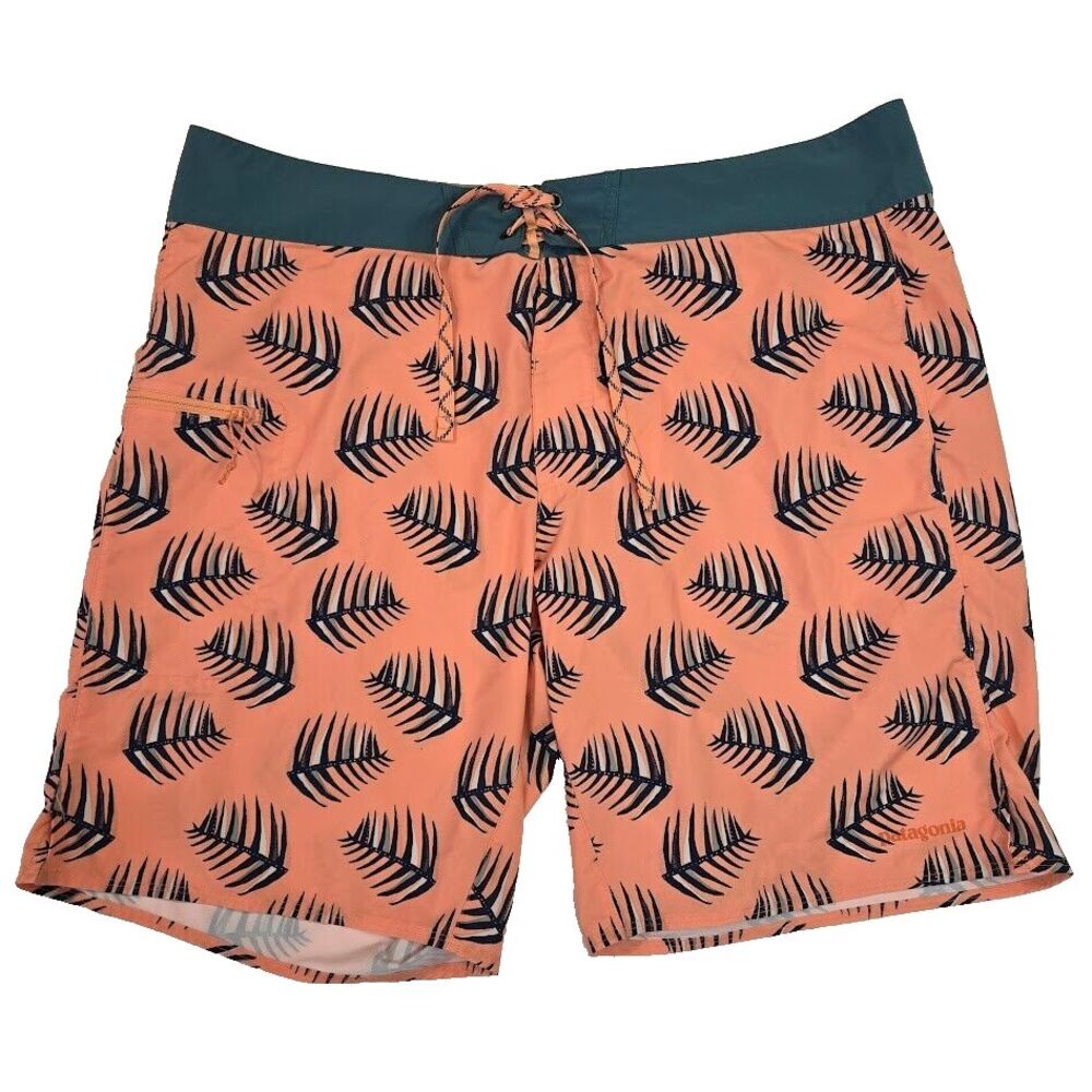 Patagonia Stretch Planing 19in Board Shorts Palms of Heart Sherbert Mens Size 38